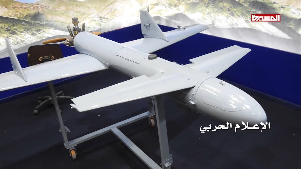 Iran-backed Houthis unveil a suicide drone called 'QASEF-1'  and  claim that it has a range of 150km with a 30kg warhead  