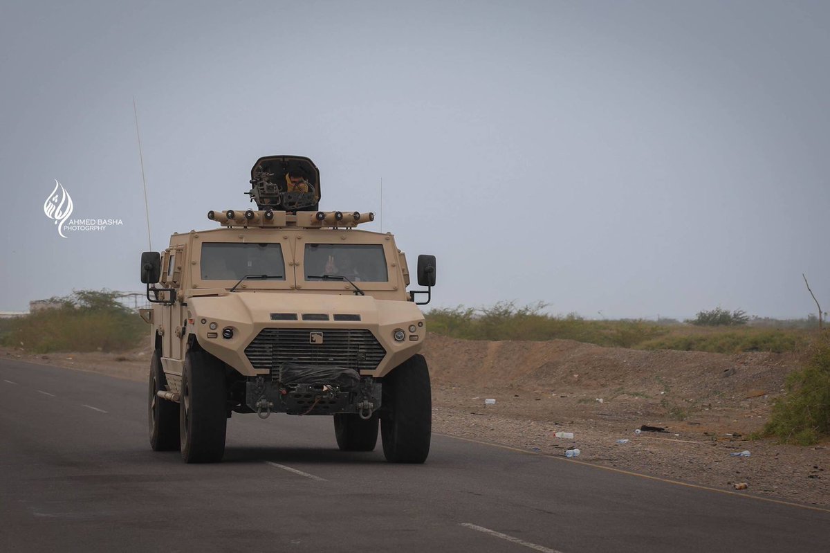 UAE Oshkosh M-ATV  and  AJBAN 440A vehicles patrol the port city of Al Mokha, Yemen  