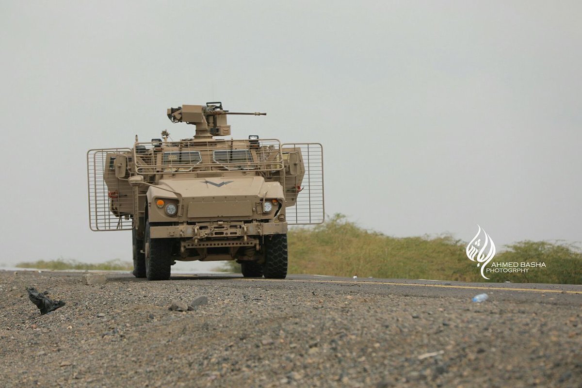 UAE Oshkosh M-ATV  and  AJBAN 440A vehicles patrol the port city of Al Mokha, Yemen  