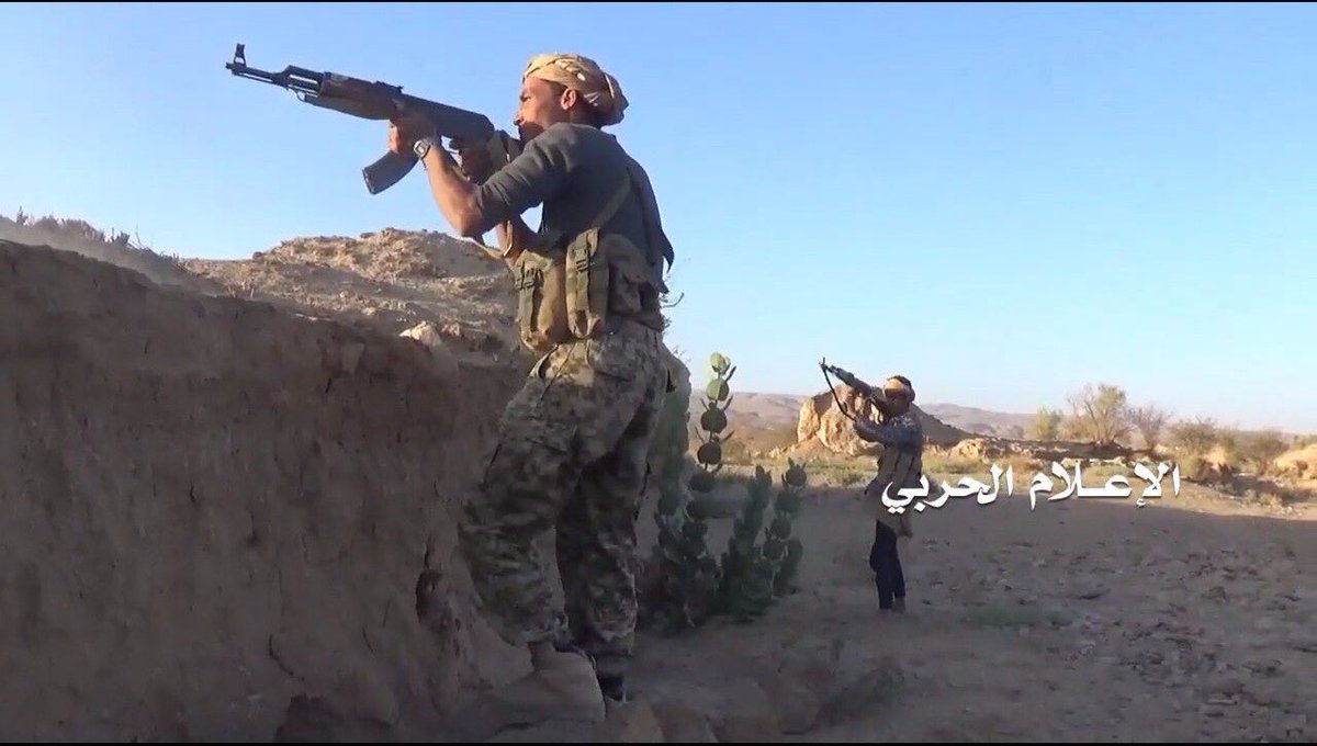 Houthi fighters in clashes against pro-Hadi forces in Jawf province. Al ...