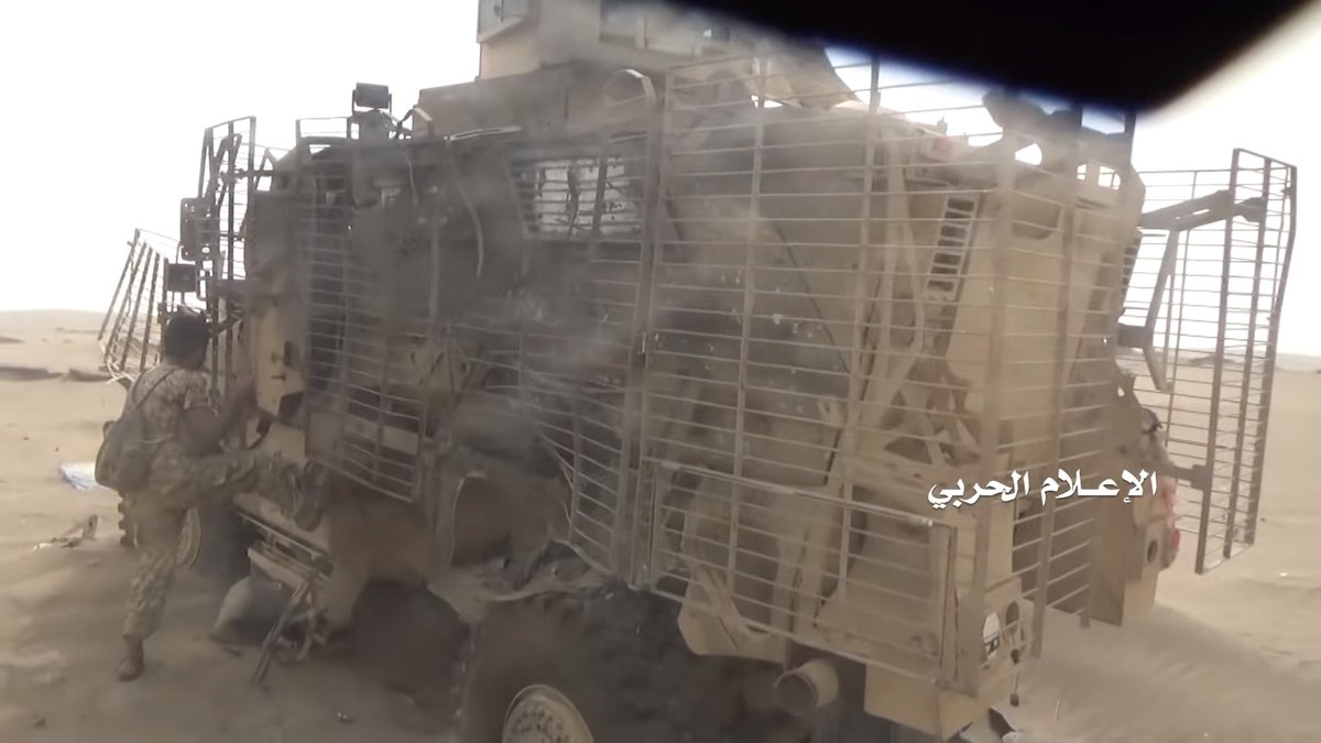 Houthi video from Al-Fazzah (west of Tuhayta) showed destroyed MRAPs in previous battles.   