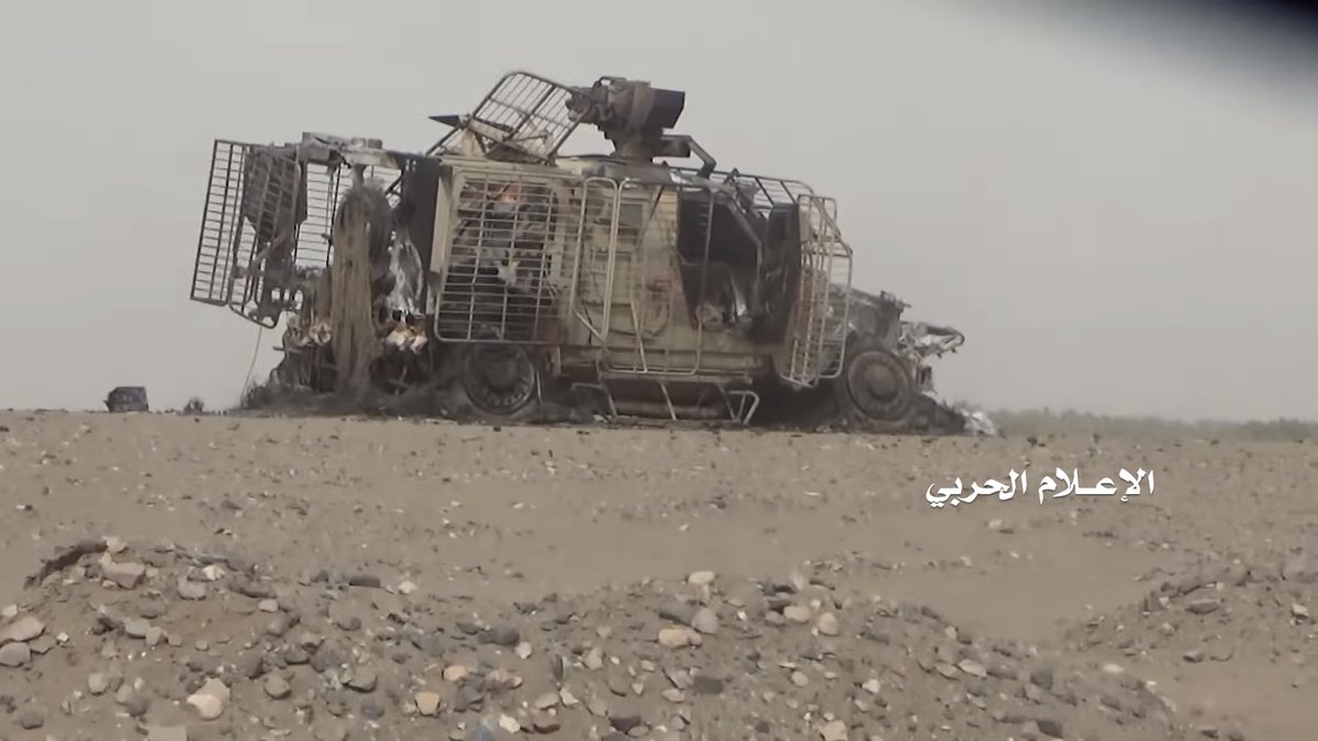 Houthi video from Al-Fazzah (west of Tuhayta) showed destroyed MRAPs in previous battles.   