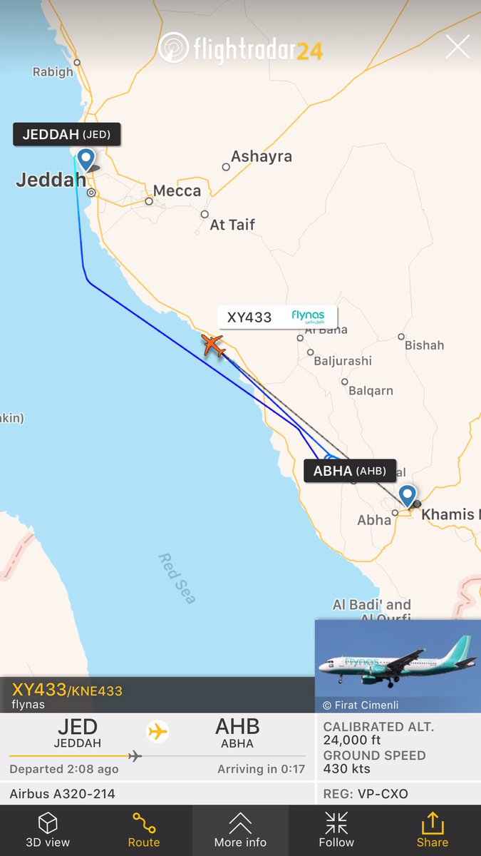 Notable number of commercial aircrafts destined for both Abha and Jizan Airports in southern Saudi Arabia are either in holding patterns or actually diverting away from the airports that are under attack. No takeoffs or landings at either airports.   