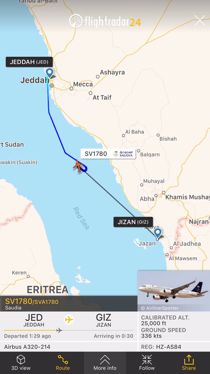 Notable number of commercial aircrafts destined for both Abha and Jizan Airports in southern Saudi Arabia are either in holding patterns or actually diverting away from the airports that are under attack. No takeoffs or landings at either airports.   