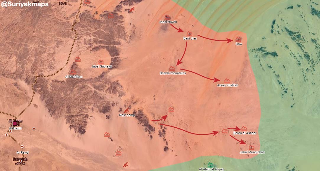 With this surprise attack Houthis took control over a  area of 3200 km^2 & are about to enter in Marib province from the North increasing the pressure to Marib city for the future battle