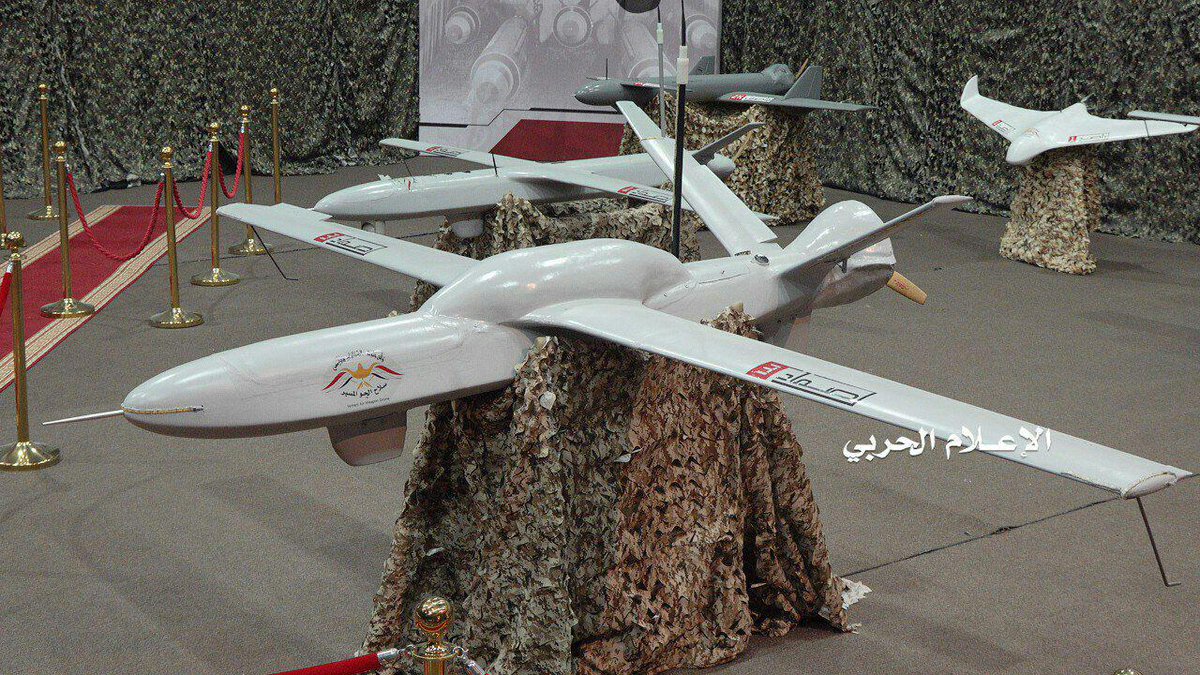 Image of the intercepted Samad-3 UAV that was launched by Iran-backed Houthi militias from Yemen towards Khamis Mushait, southern KSA  SaudiArabia 