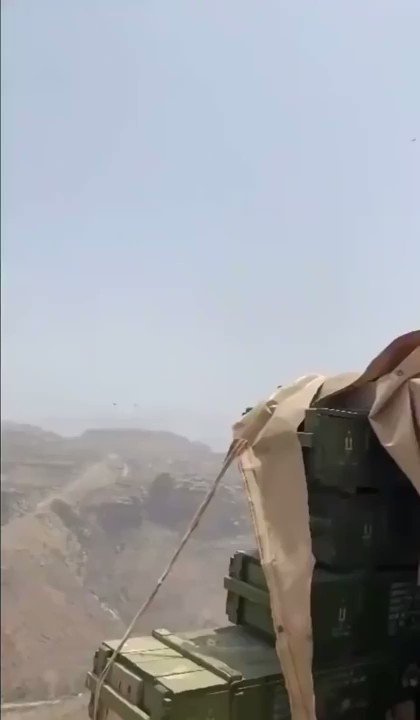 Saudi F-15 shoots down a Houthi Qasef-2K kamikaze drone directly over ground troops