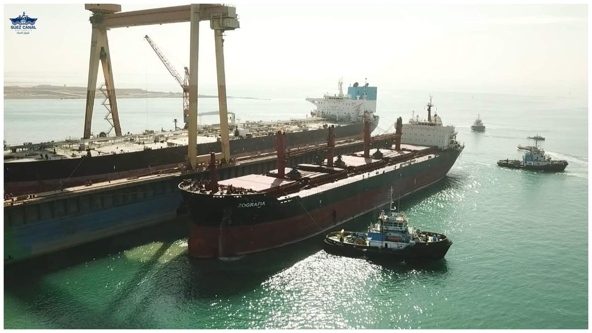 Egypt's Suez Shipyard receives the Greek dry bulk carrier Zografia to repair damage caused by Houthis missile attack on the ship while sailing in southern Red Sea