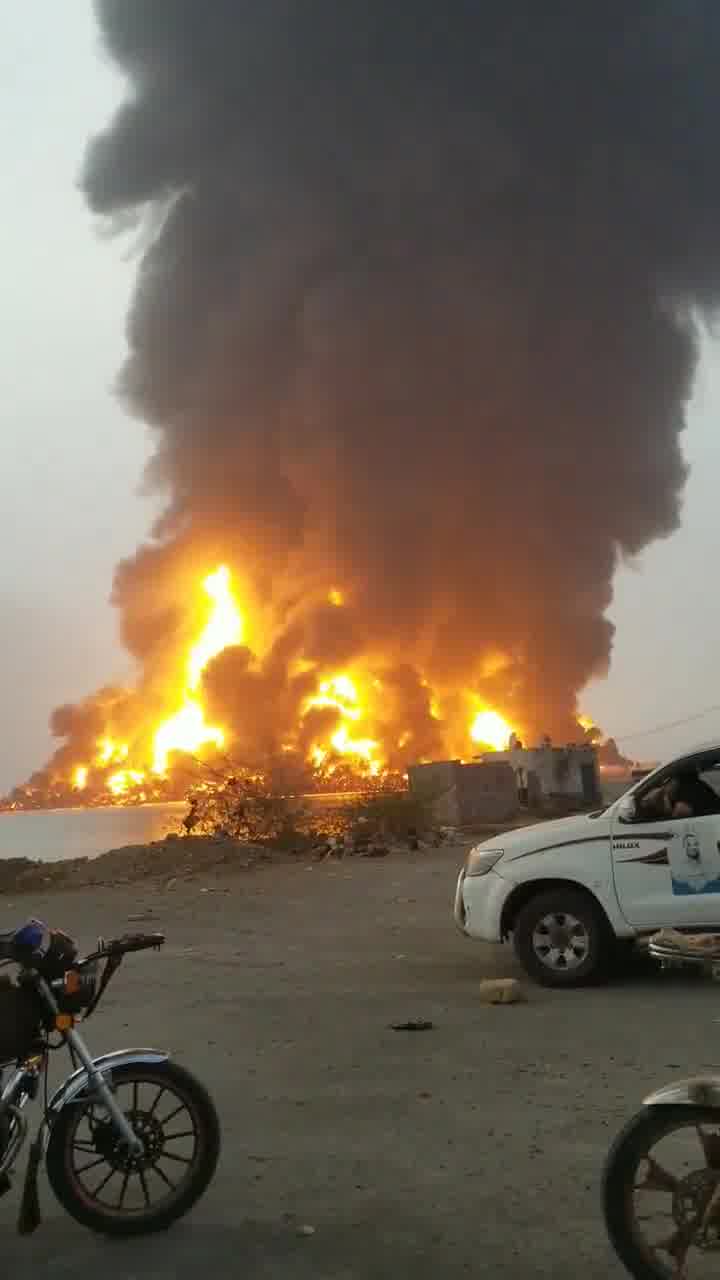 Fuel depot at Al-Hudaydah Port in Yemen following an alleged Israeli airstrike, footage posted to social media shows.