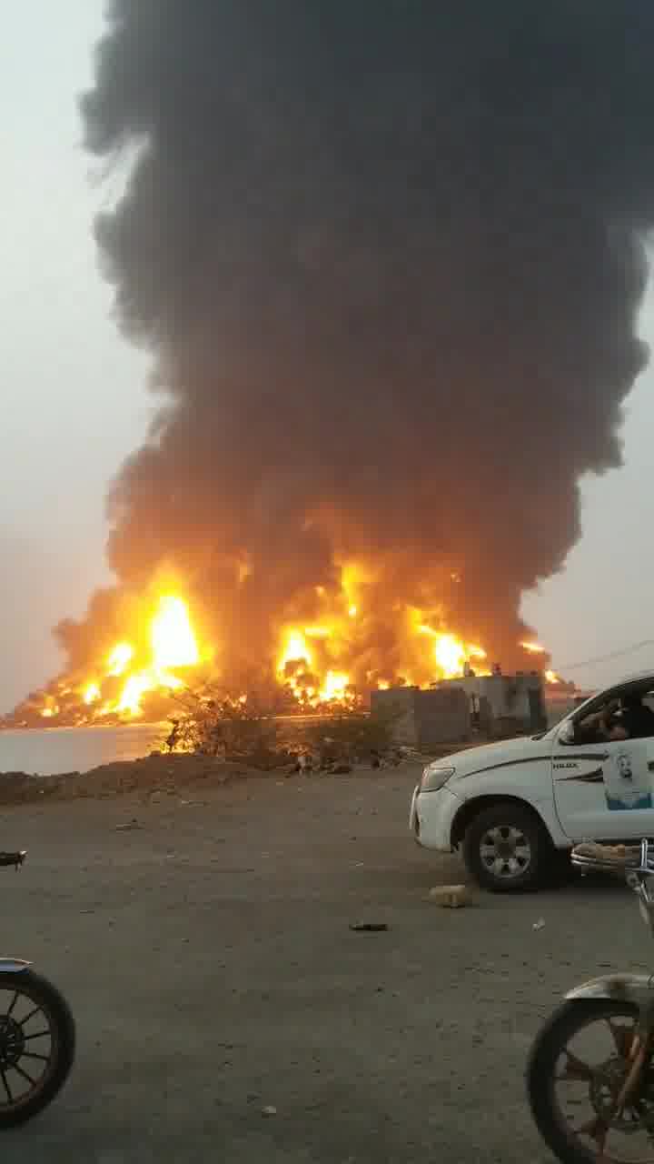 Fuel depot at Al-Hudaydah Port in Yemen following an alleged Israeli airstrike, footage posted to social media shows.