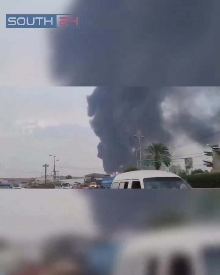 Scenes of smoke rising from the Houthi-controlled port of Hodeidah following an Israeli airstrike a short while ago