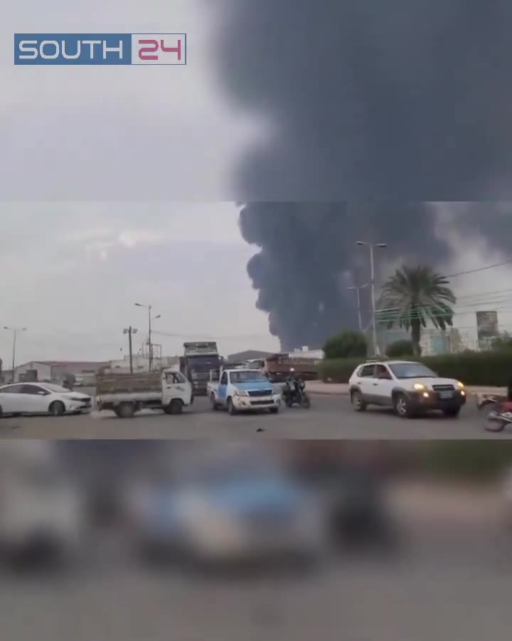 Scenes of smoke rising from the Houthi-controlled port of Hodeidah following an Israeli airstrike a short while ago