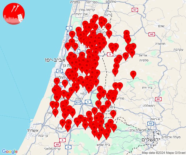 Große Raketenalarme in Zentralisrael