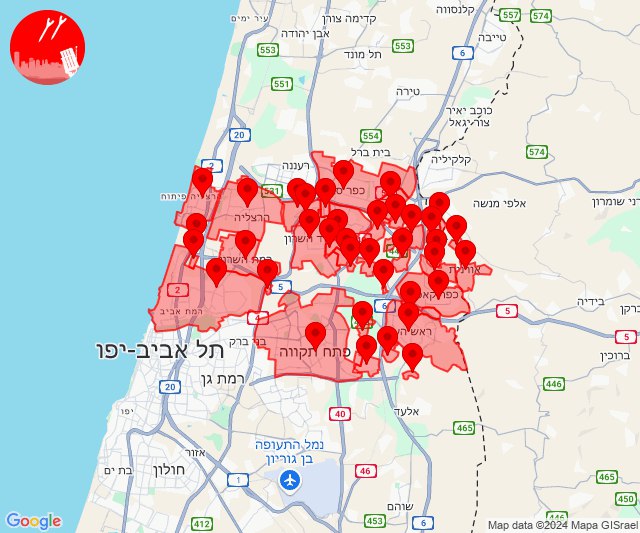 Alertas de foguetes na área de Tel Aviv