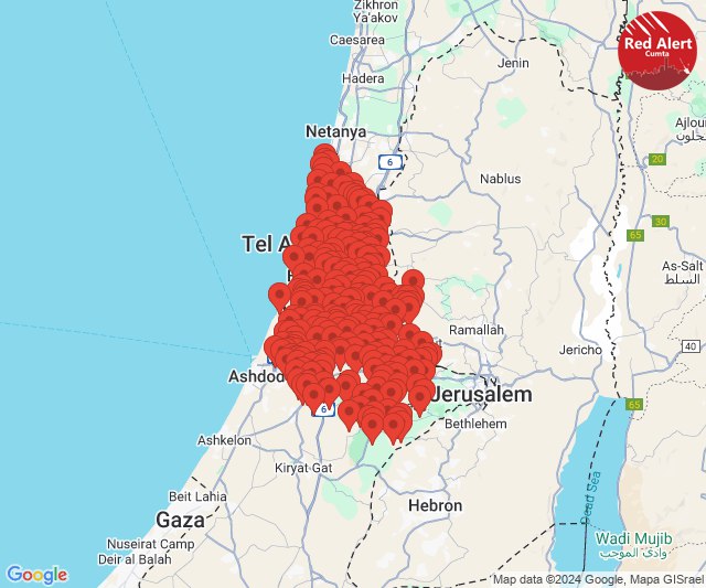 Houthi ballastraketlancering gedetecteerd gericht op een groot deel van centraal Israël. Alarmen geactiveerd in meerdere gebieden