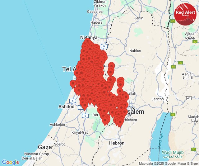 Red Alert issued for the Tel Aviv area due to a possible rocket launch against the surrounding area. Possible a ballistic missile from Yemen