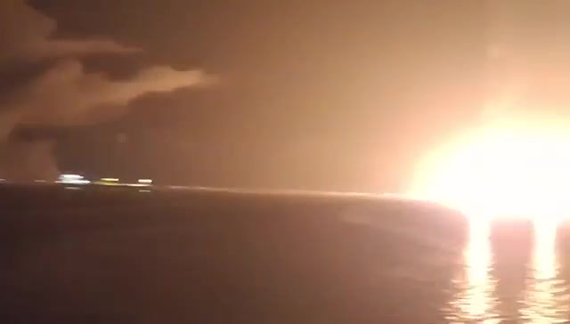 Major fires burning at the Ras Isa port on Yemen's western coast following U.S. airstrikes aimed at destroying the facility