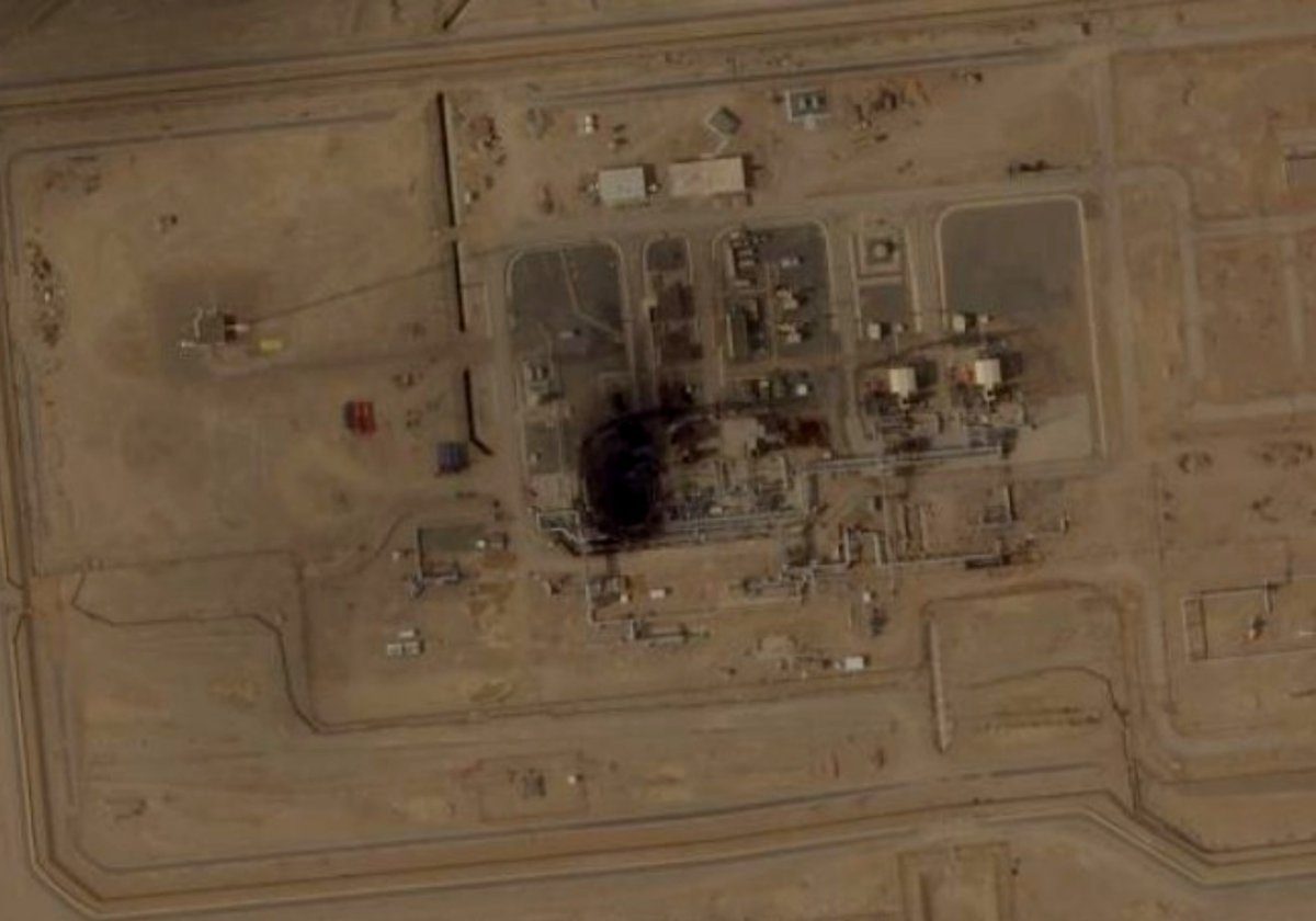 High-res satellite imagery confirms damage to the main crude-oil pump trains at Pump Station 9 on Saudi Arabia's East-West Crude Oil Pipeline following Thursday's drone attack