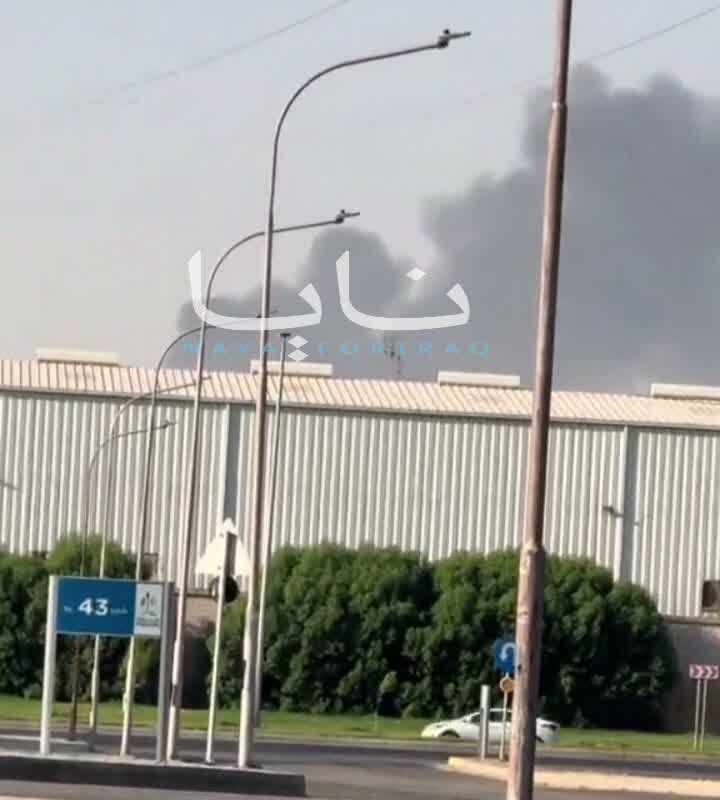 Documentation shows fire at another oil site in the Saudi capital, Riyadh, following heavy rocket fire by Houthi forces this morning.