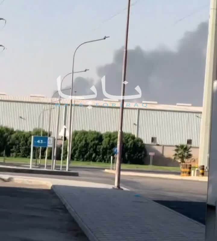 Documentation shows fire at another oil site in the Saudi capital, Riyadh, following heavy rocket fire by Houthi forces this morning.