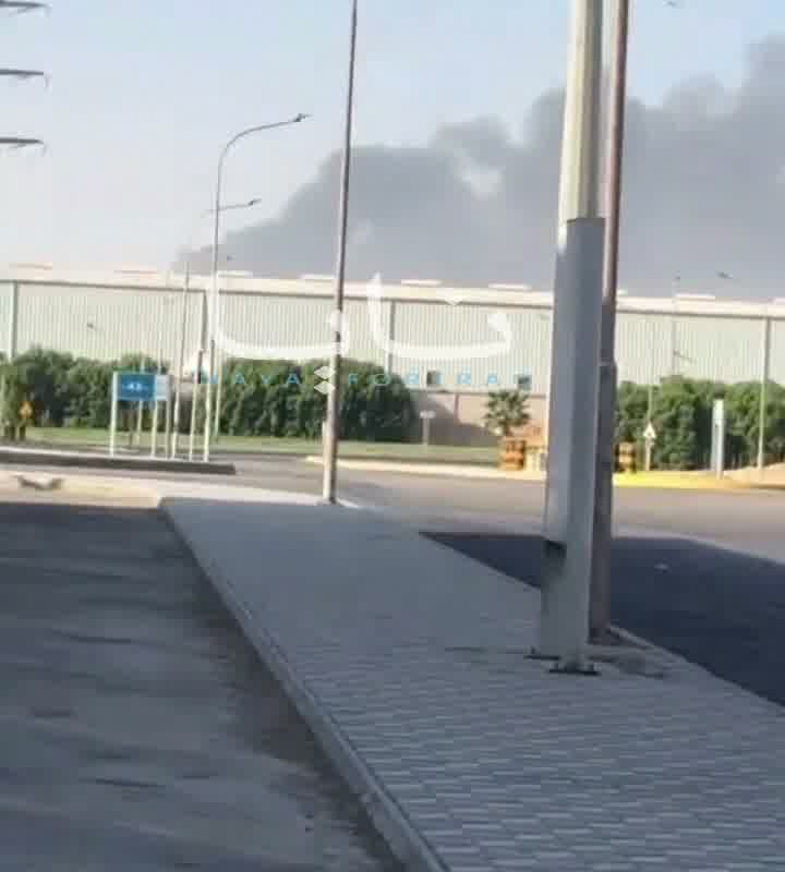 Documentation shows fire at another oil site in the Saudi capital, Riyadh, following heavy rocket fire by Houthi forces this morning.