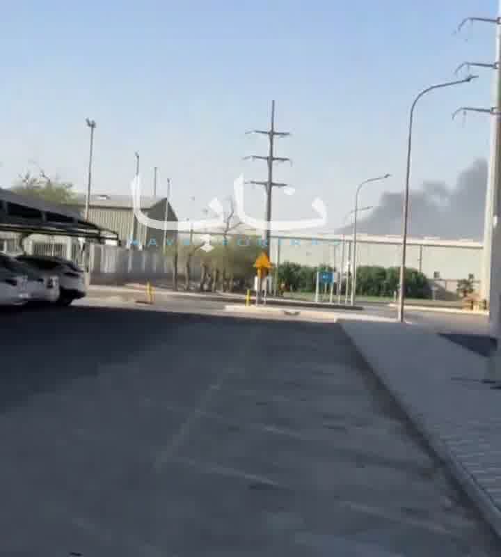 Documentation shows fire at another oil site in the Saudi capital, Riyadh, following heavy rocket fire by Houthi forces this morning.