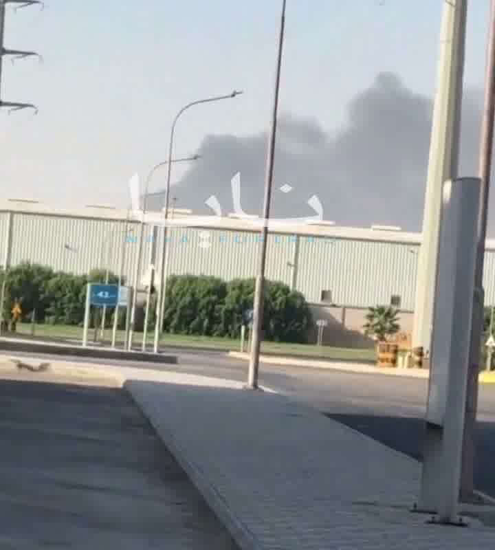Documentation shows fire at another oil site in the Saudi capital, Riyadh, following heavy rocket fire by Houthi forces this morning.